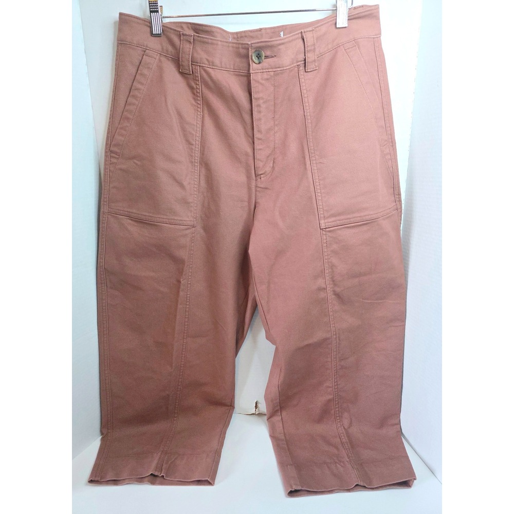 Gap High Rise Barrel Leg Pants Warm Clay Taupe Brown 12 Petite Crop NO BRAND TAG